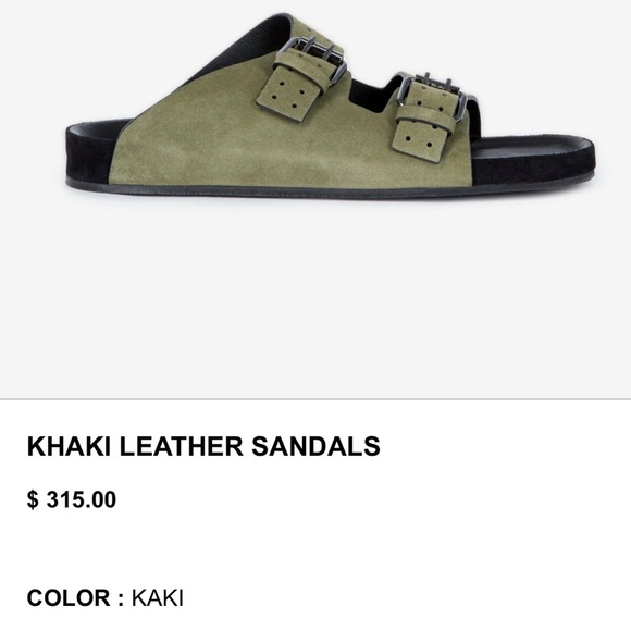 The Kooples Olive‎ Khaki Leather Sandals, size 36 - Picture 4 of 12